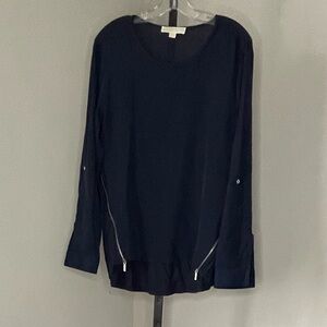 Michael Kors shirt. Navy blue with silver zippers.